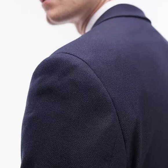 Topman SLIM textured suit jacket in navy 40R - Picture 4 of 7